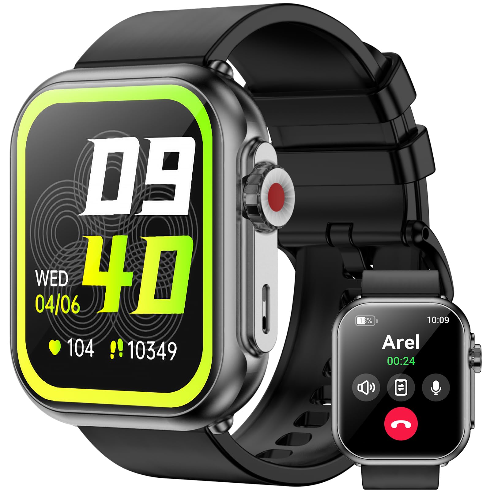 Smart Watch for Men Women, 1.85" HD 1000mah Ultra-High Capacity, 100 Days of Battery Life, Fitness Watch for Android/iOS (Black)