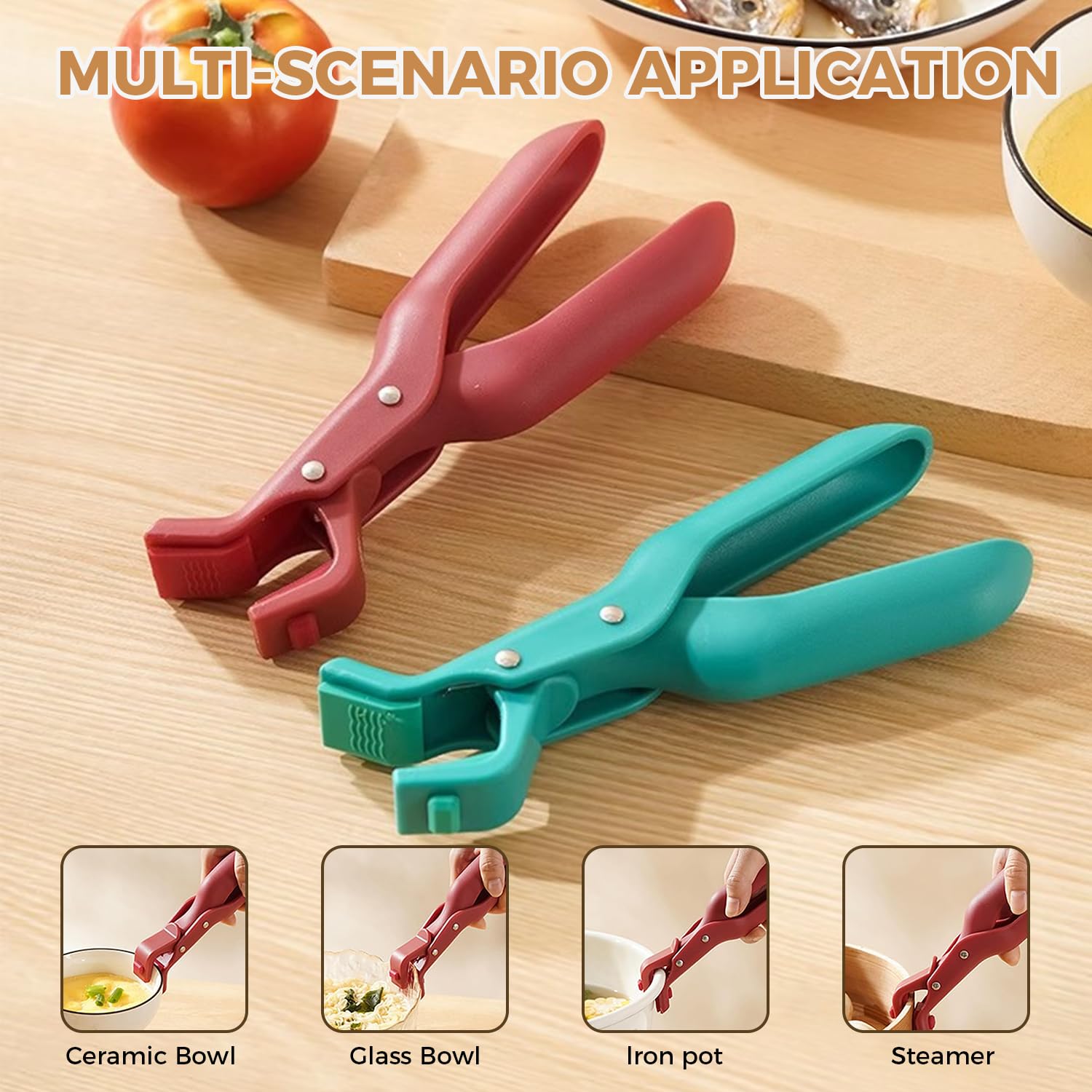 Pinza da cucina, 2 pezzi, clip per scottatura, supporto multiuso per cucina, pinza per friggitrice ad aria calda, manico anti-calore per la cucina, morsetto per scottatura, pinza per pentole e padelle