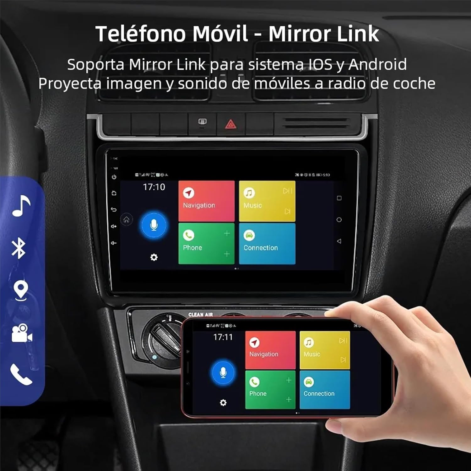 MirrorLink feature displaying a smartphone screen on the car stereo