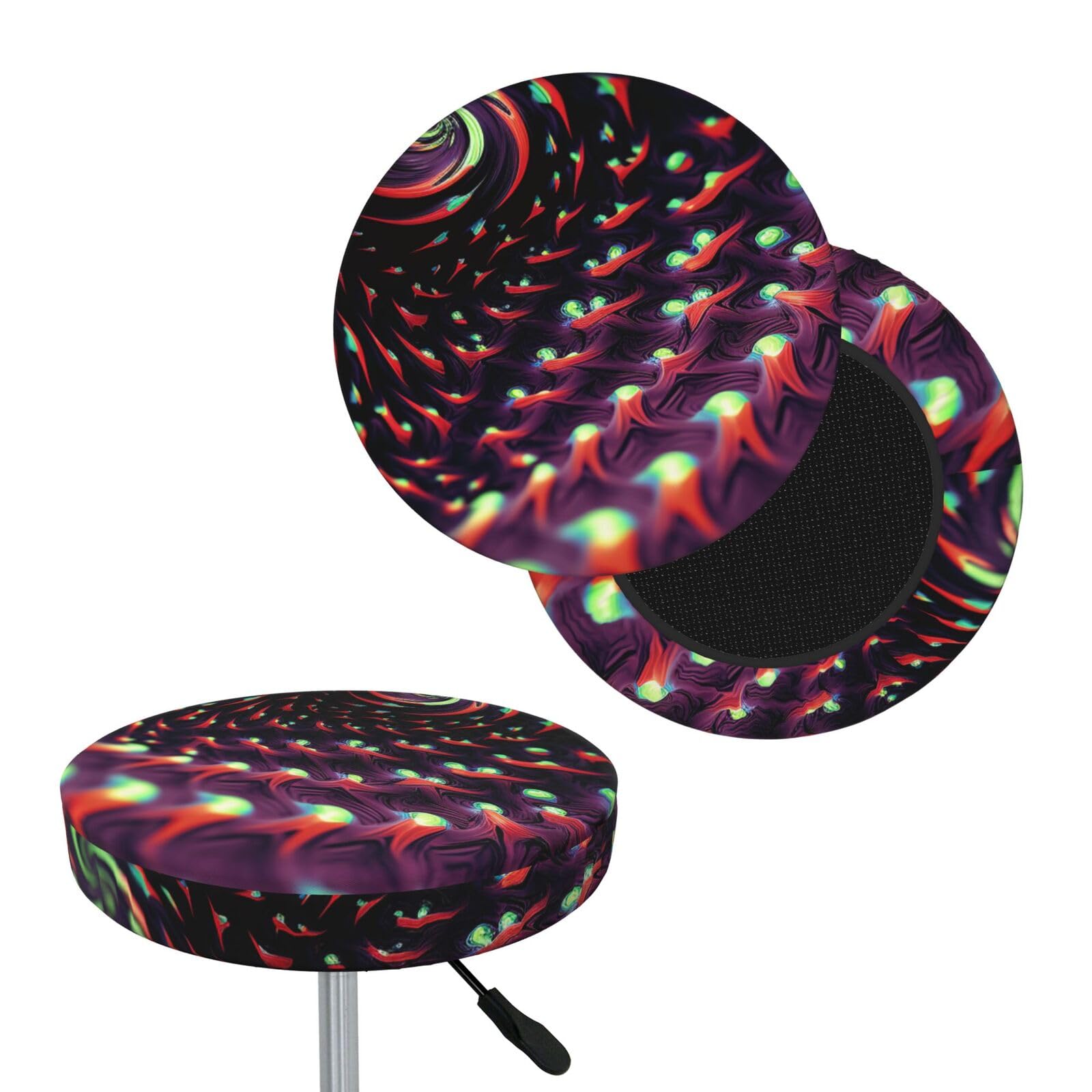 NONHAI Fantasy Sci-Fi Dizziness Bar Stool Cover Round Elastic Stool Cushion Covers Dustproof Bar Chair Cover Washable Stool Cushion Slipcover Stretch Stool Seat Covers for 12-14 Inch Chair