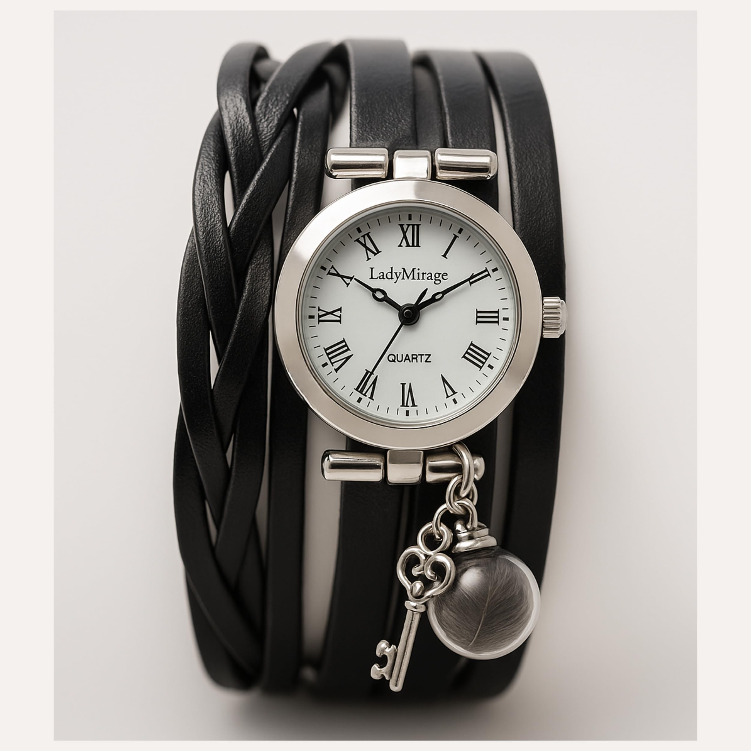 Lady Mirage - Echte Feder Echtleder Armbanduhr Damenuhr Wickeluhr - Geschenk für Sie - Handmade Geschenk - Geschenkidee für Freunden, Schwester, Geburtstag, Jahrestag, Weichnachten
