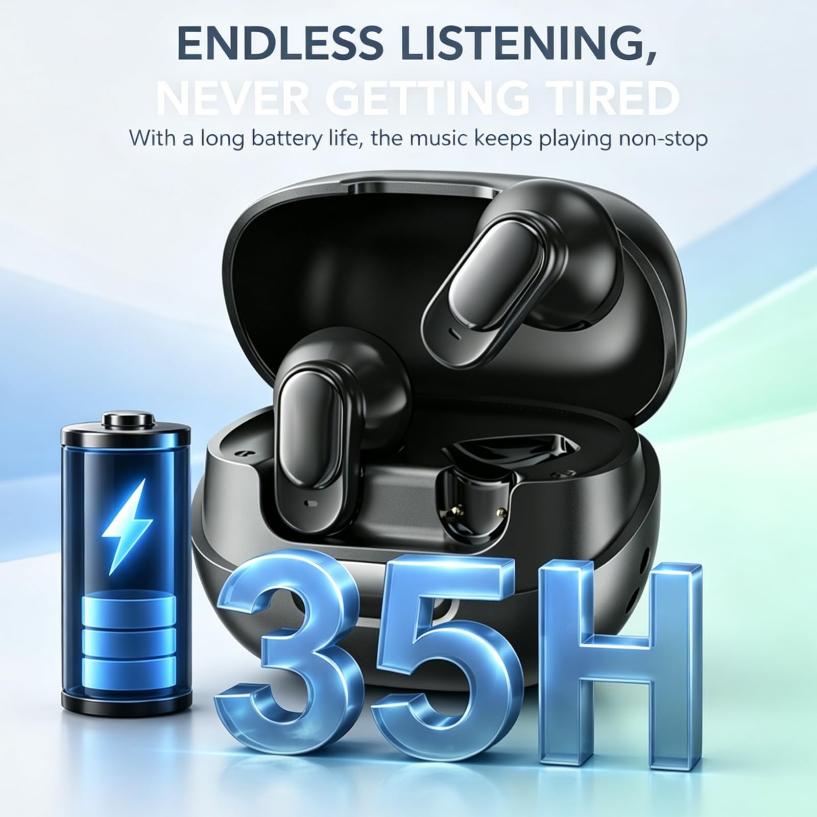 MS129 Bluetooth Kopfhörer In Ear, 3.5g Ultraleichte Schlaf Kopfhörer, Kabellose Ohrhörer Bluetooth 6.0 Geräuschunterdrückung, Low Latency Gaming Kopfhörer, 35 Std. Wiedergabezeit (Weiß)