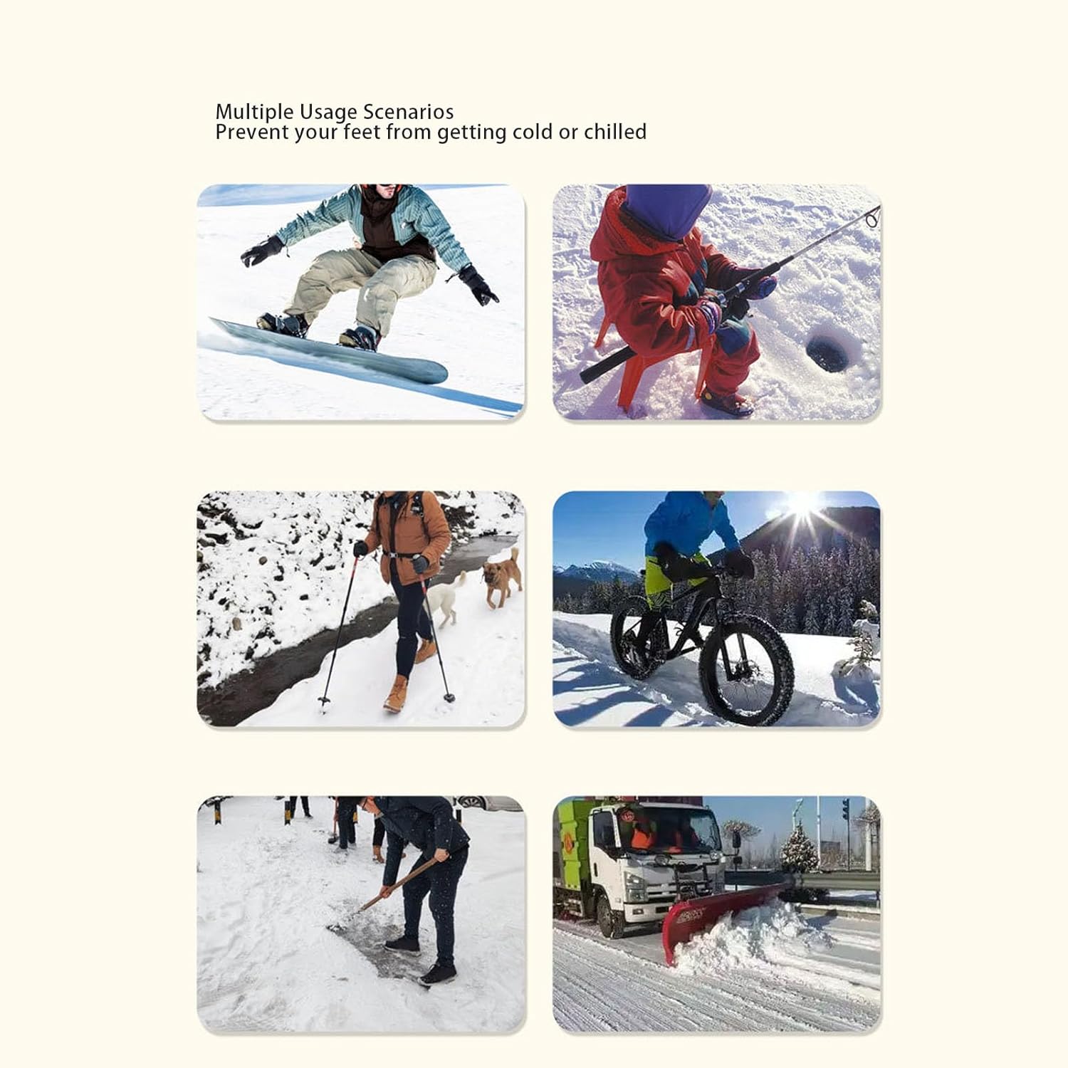 1 Pair Electric Heated Socks Dual Sided 3D Heating Technology Foot Warmer Ergonomic Design Comfortable Touch Warm Socks with Resisting Fiber Material for Home Outdoor