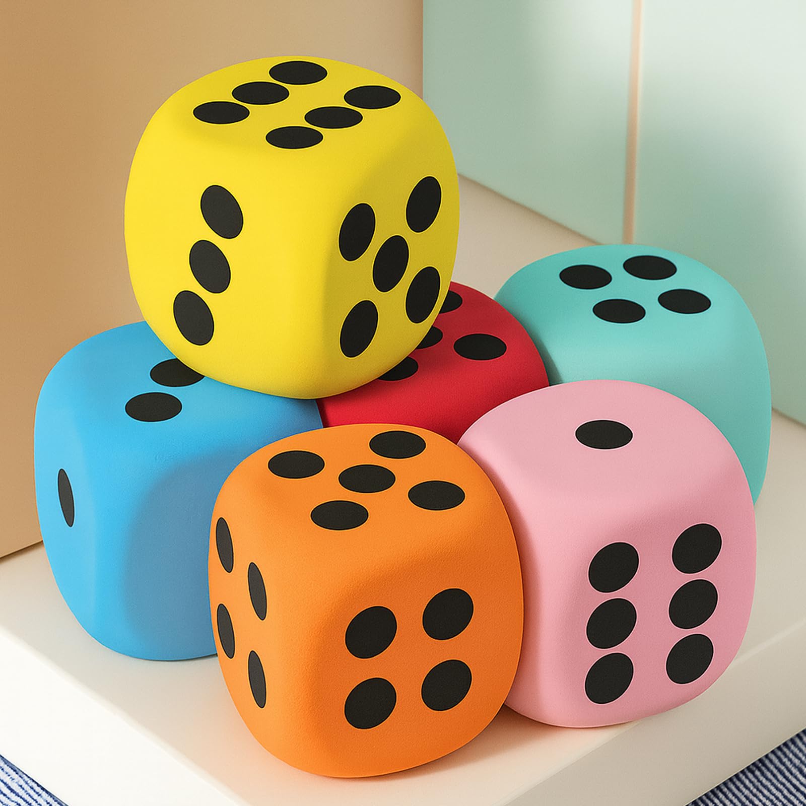 6 Pcs Large Dice, 3.8CM Large Foam Dice Set - Image 3