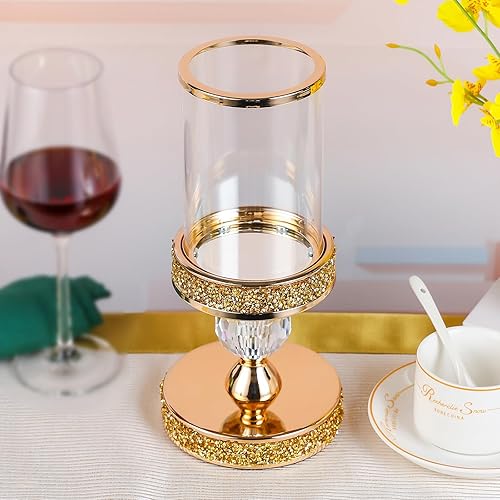 Miniatura 2 de Candelabros de huracán para velas de pilar, portavelas de pilar, soporte de vela de cristal para mesa de centro de comedor, boda, eventos, fiestas,