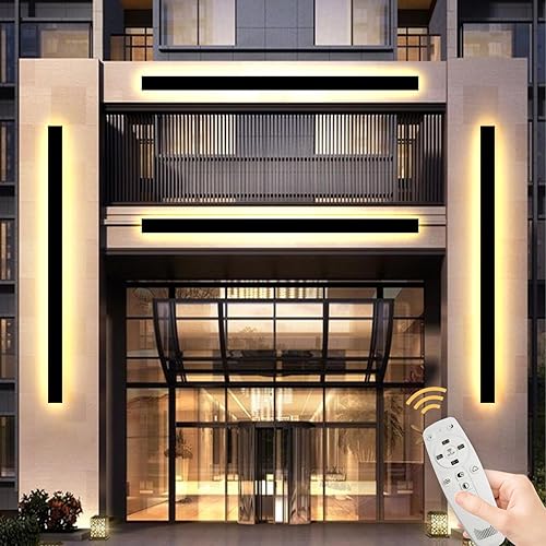 Miniatura 8 de Lámpara de pared LED para porche, resistente al agua, IP65, aplique de pared rectangular para exteriores, color negro, moderno, regulable, lineal,
