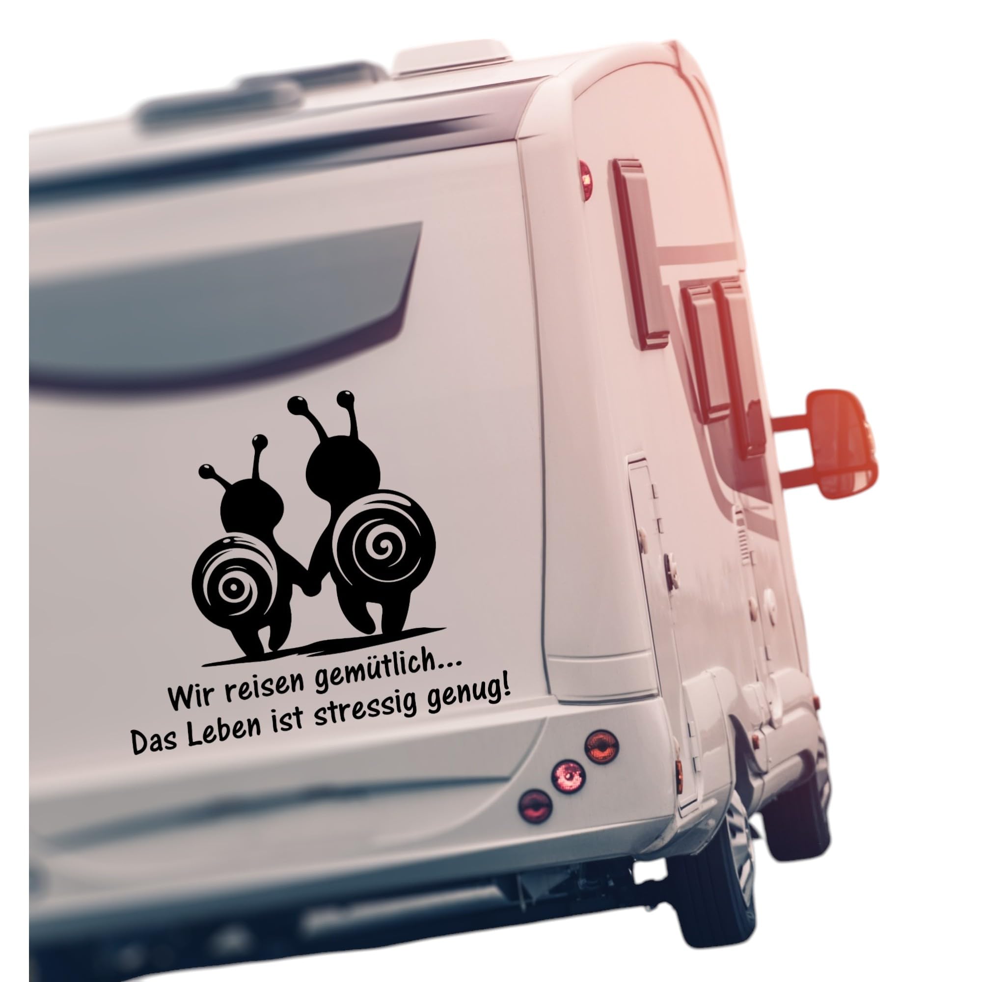 Wohnmobil Aufkleber – Camper Aufkleber aus Vinyl – Wetterfest für Wohnmobil & Wohnwagen – „Wir reisen gemütlich, das Leben ist stressig genug Auto & Motorrad
