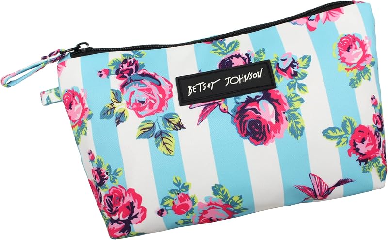 Necessaire Betsey Johnson Hummingbird Floral de Poliéster com Zíper, Bolso Interno e Alça Lateral
