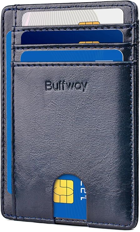 Buffway Slim Minimalist Front Pocket RFID Blocking Leather Wallets for Men and Women