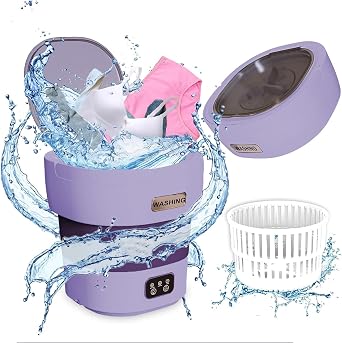 Portable Washing Machine,Mini Washer 12L Upgraded with Spin Basket,Small Clothes Folding Washing Machine Of Underwear, Baby And Small Clothes,Suitable for Home Apartments DormitoriesPurple