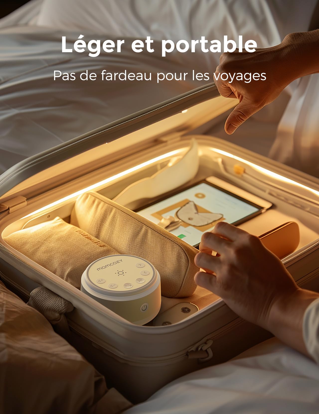 Momcozy Machine à Bruit pour Bébé - 20 sons Apaisants et Lumière Tactile, Portable, Bruit Blanc pour Enfants et Adultes, Minuterie de Sommeil et Rappel | Compagnon de Voyage Idéal (Jaune)