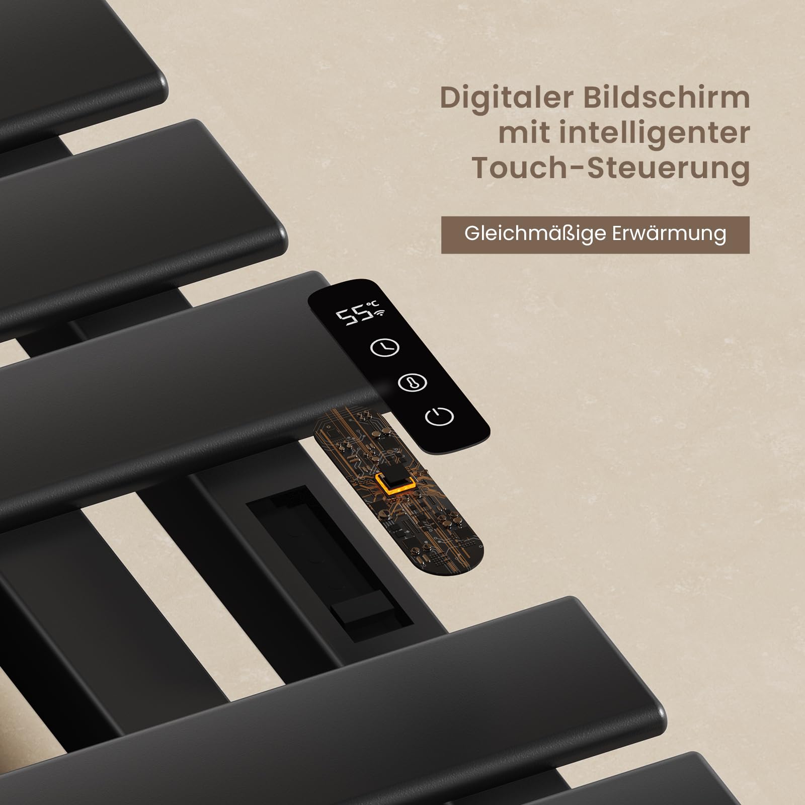 EMKE Elektrischer Handtuchheizkörper 1000x500 mm, Badheizkörper mit WiFi-App-Steuerung, Timer & Thermostat, Handtuchwärmer zur Wandmontage, 320W, IPX5, Schwarz