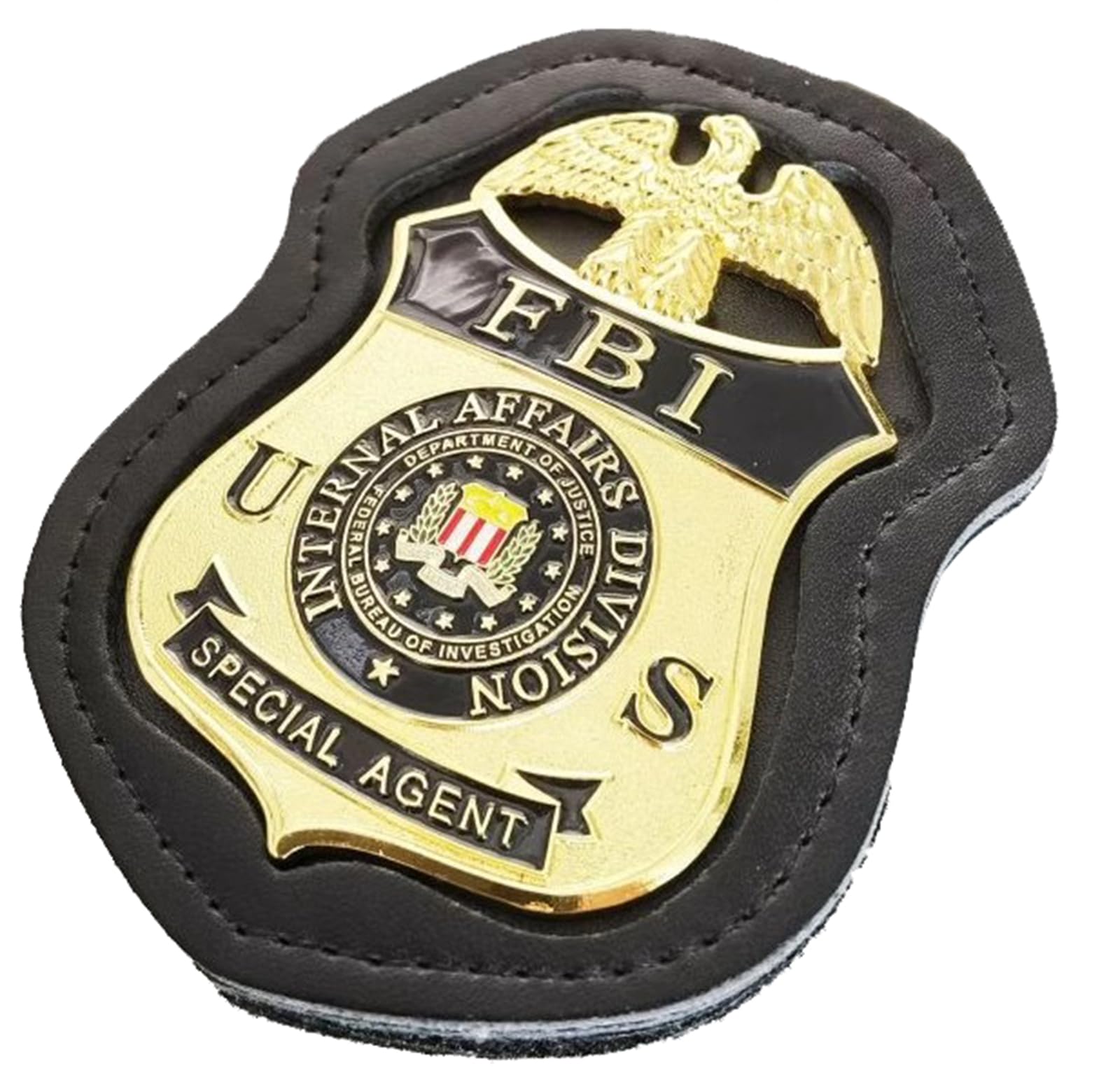 DOGOZ Insigne D'Agent Spécial De La Division des Affaires Intérieures du FBI Américain avec Étui en Cuir Incrusté, Accessoire De Décoration De Costume