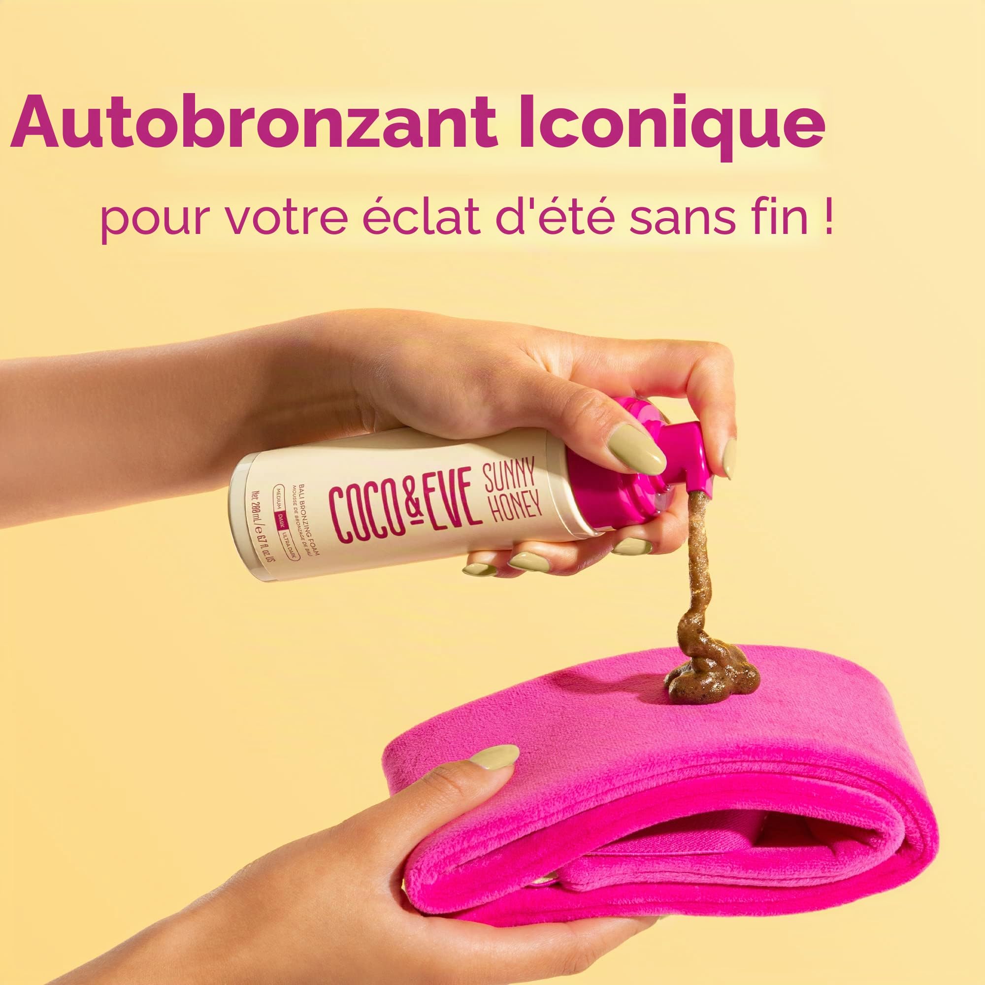Coco & Eve Bali Bae Self Tan Set (Ultra Dark). All Natural Sunless Tanning Mousse. Lotion autobronzante instantanée avec Bronzer, Mon applicateur, brosse Kabuki et applicateur arrière pour application