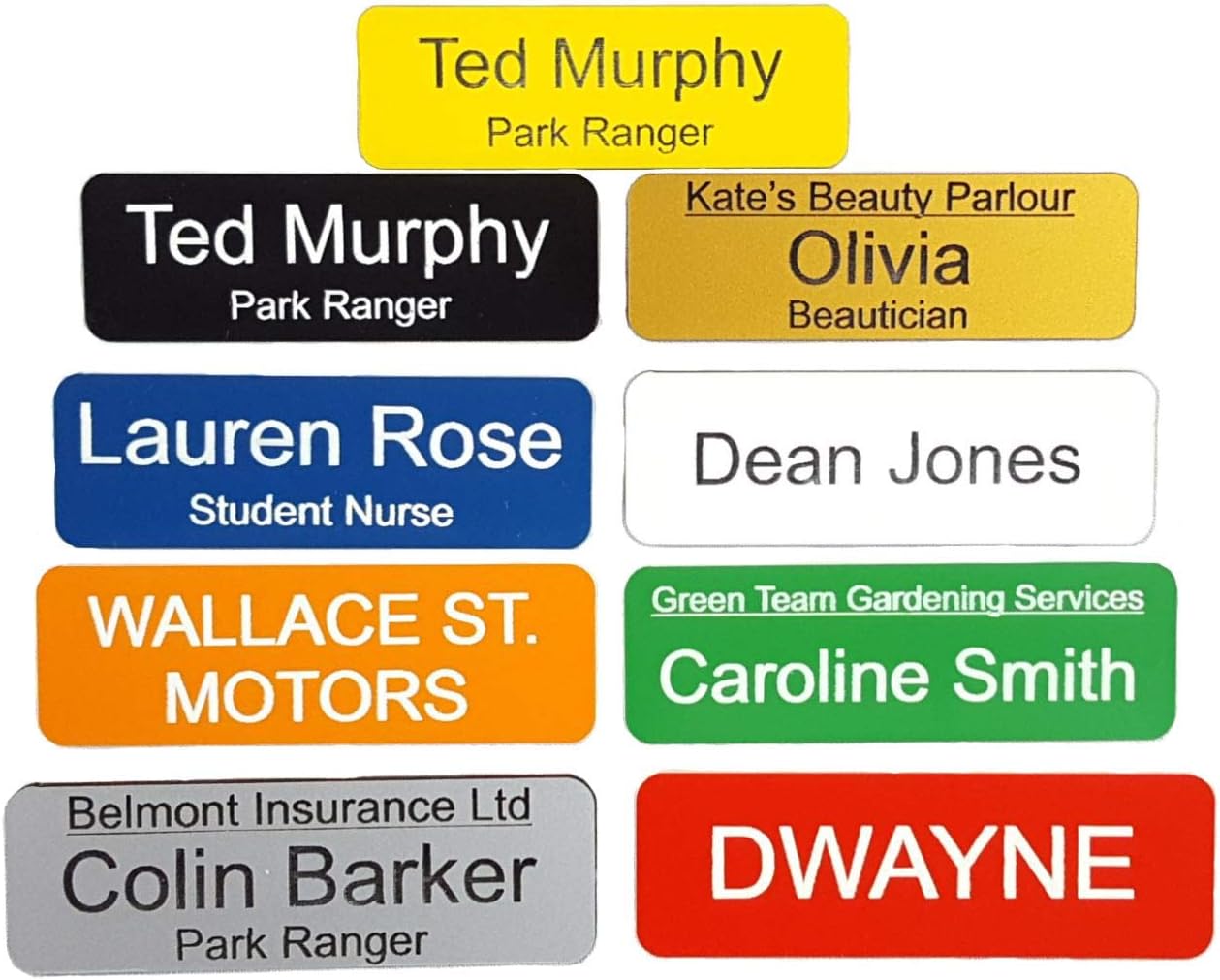 Personalised Acrylic Name Badge with Pin - Choice of 12 Colours and Text - Work, Schools, Pubs, Shops.