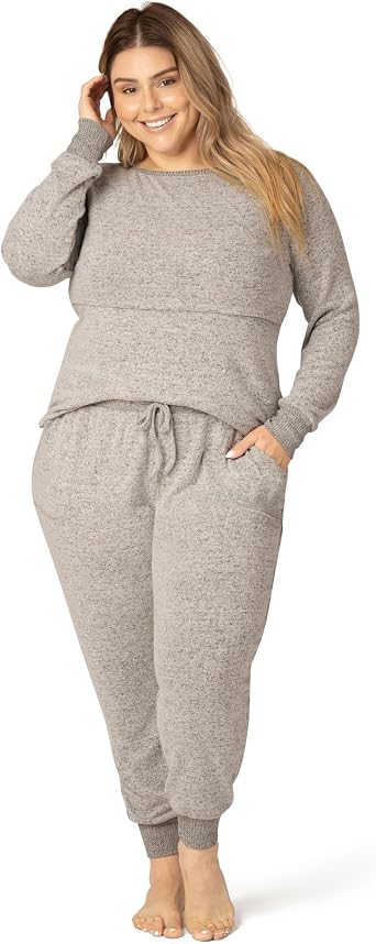 Kindred Bravely CozyKnit Maternity Pajamas & Postpartum Lounge Sets for Women, Long Sleeve Nursing Pajamas