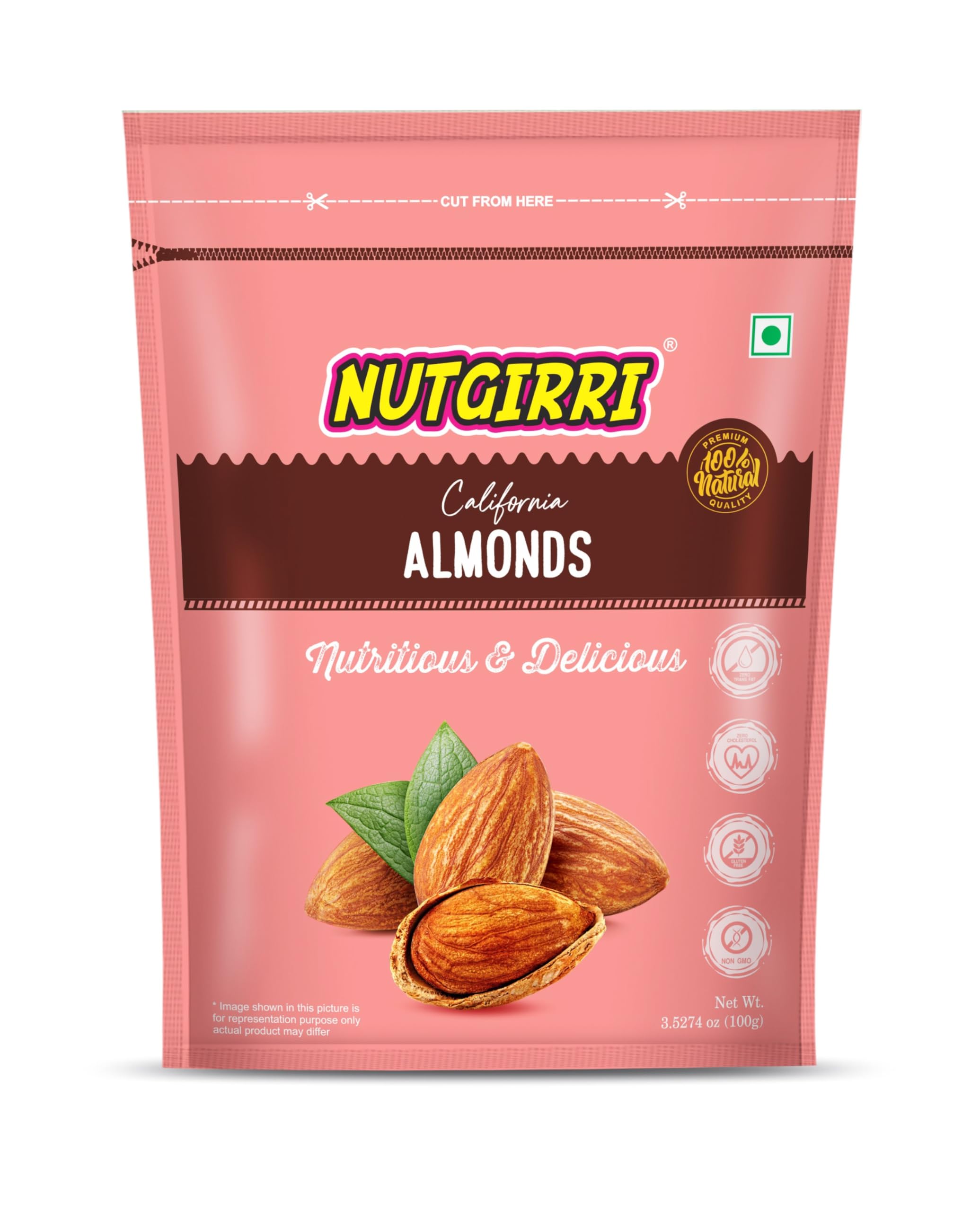 Nutgirri Pure California Almonds Whole, 100g, Real Nuts, High in Fiber, Badam Giri, Rich in Protein, Magnesium, Phosphorus and Dietary Fibre, Nuts & Dry Fruits (100gms) (B0BYWDFBF7) Amazon Price History, Amazon Price Tracker