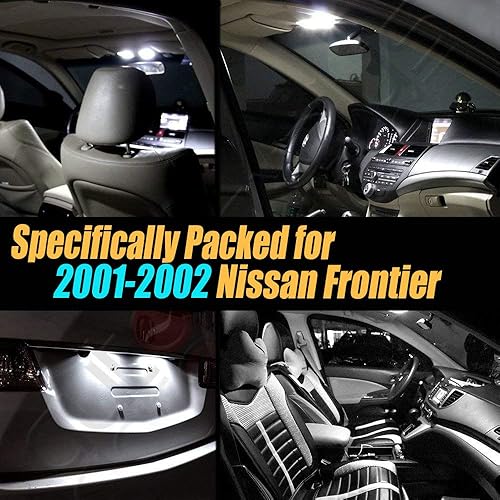 Miniatura 2 de Paquete de 8 luces LED para interior de automóvil, color blanco estupendo, 6000 K, compatible con Nissan Frontier 2001-2002