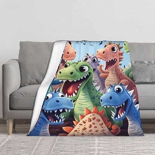 MEILINWI Manta de dinosaurio para niños, manta de franela suave y cálida con estampado de dinosaurio para niños, manta personalizada para niños y