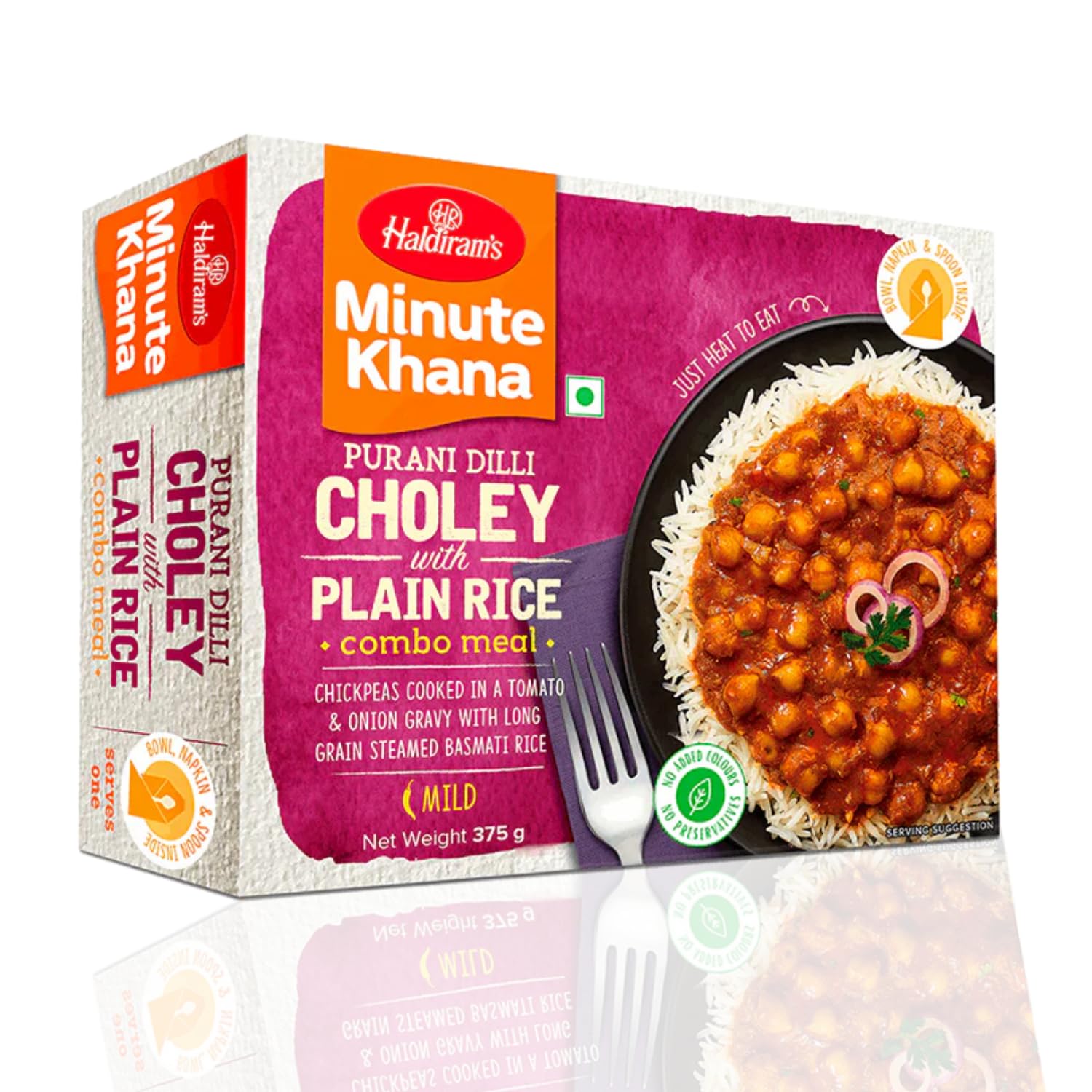 Haldiram's Choley with Plain Rice 375g x 3 | Minute Khana Choley with Plain Rice | Quick Meals | Delicious Instant Food | Slow Cooked Heat | Easy-to-Prepare Meals & Microwaveable | Ready to Cook Food