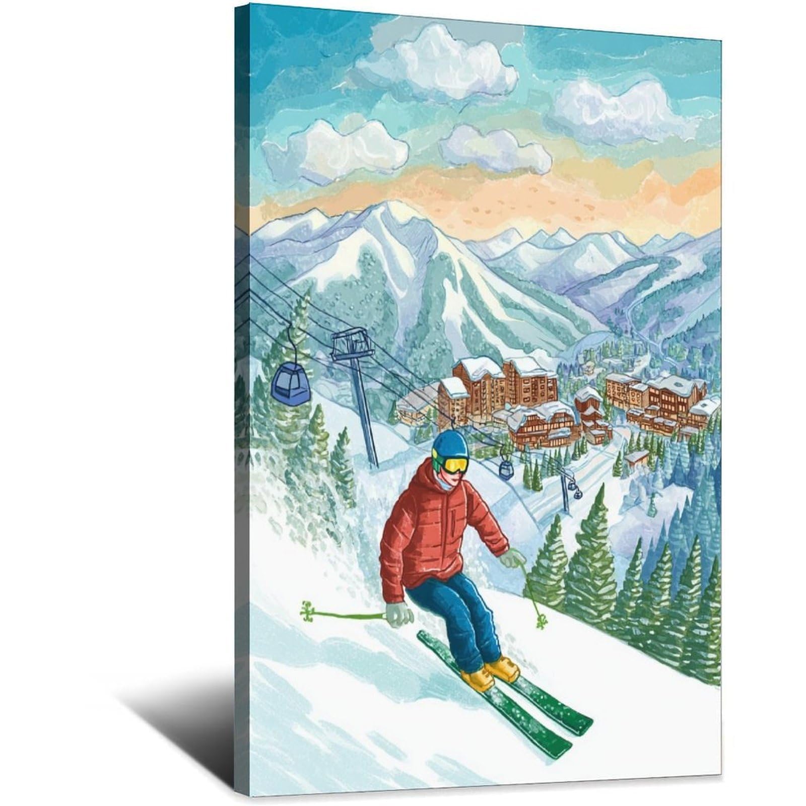 Avoriaz France Ski Poster 20x30inch(50x75cm) Vintage Watercolor Canvas Art