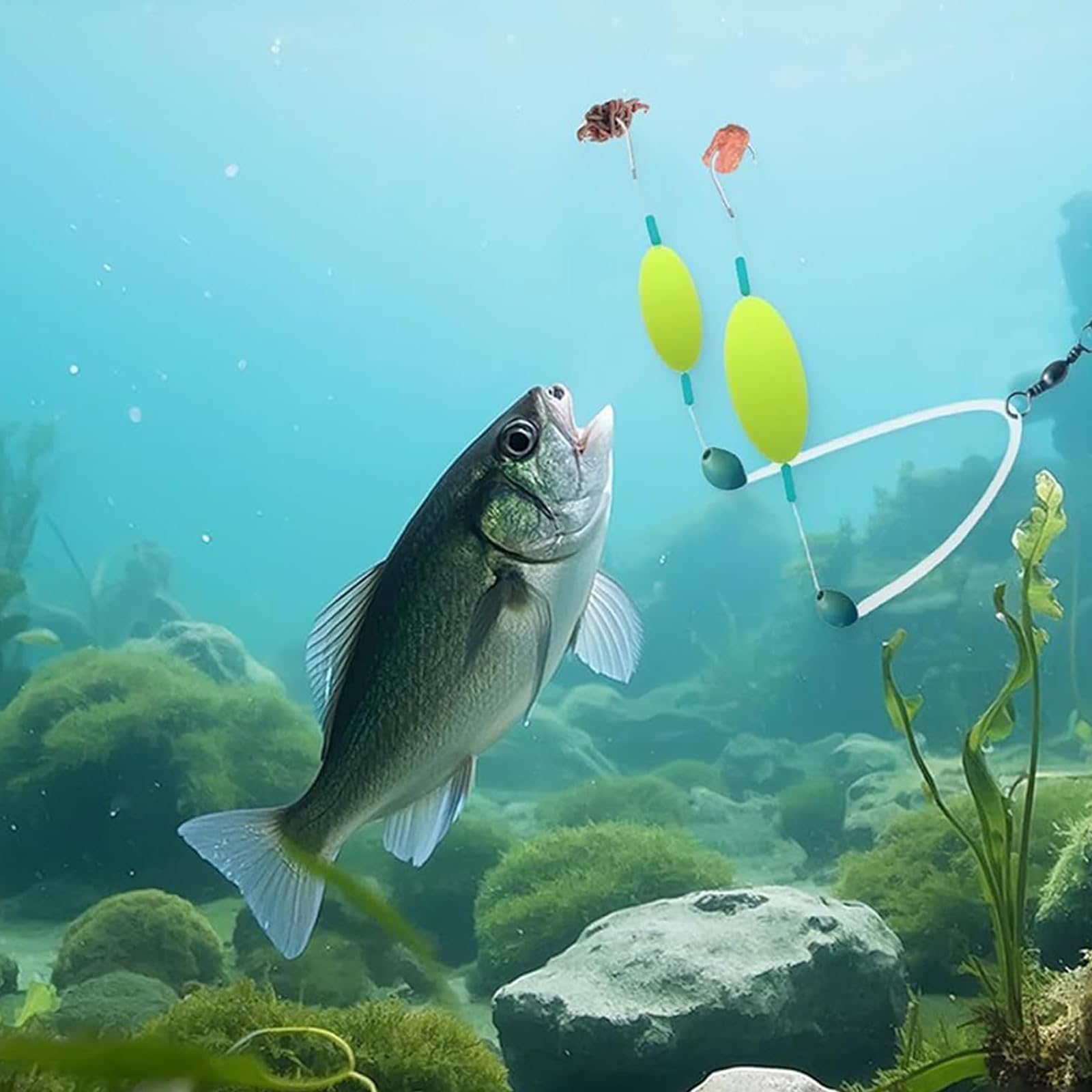 5 Pezzi Double Hook Reverse Bottom Rig, Ami da Pesca, Set di ami da pesca anti-impigliamento 6, 8, 10, Pesca Accessori, Attrezzatura da Pesca, Gancio Split Resistente ai Ganci