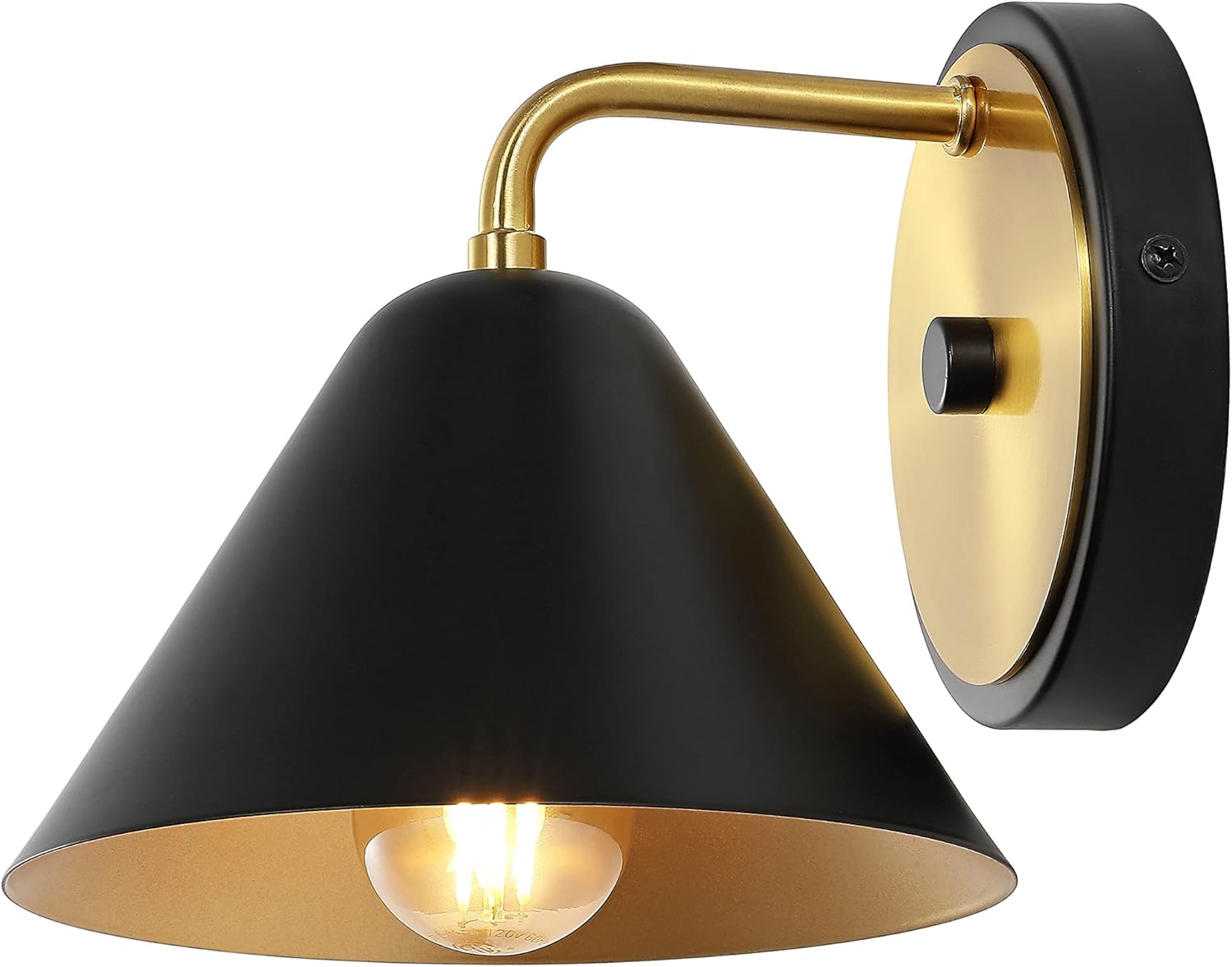 SAFAVIEH Lighting Collection Jynn Modern Black/Brass Single Wall Sconce
