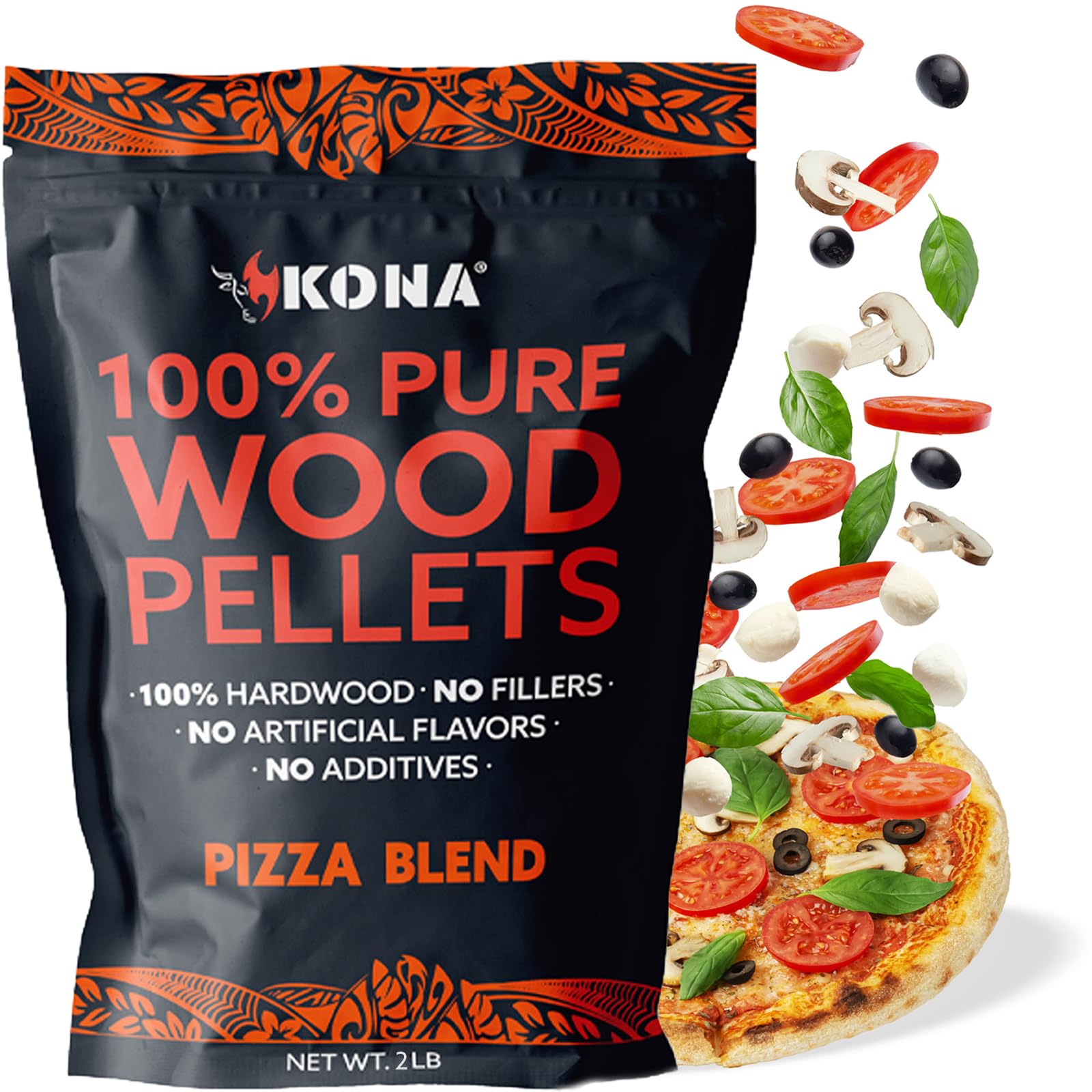 Kona Pizza Blend Wood Smoker Pellets, Intended for Pizza Ovens, 100% Natural Hardwood - Rich Smoky Flavor - Ideal for Pizza Ovens, Smokers, and Smoker Tubes - 2 Pounds