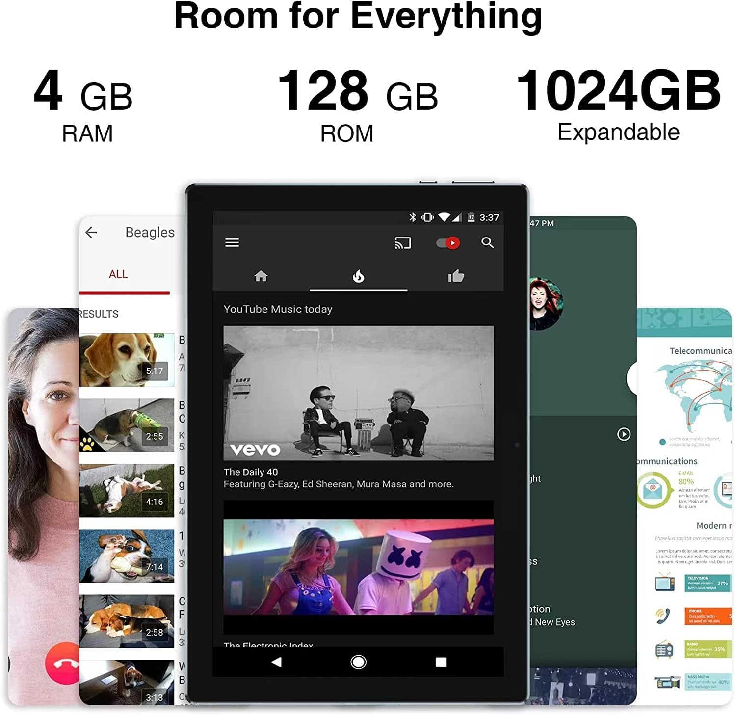 tablet with keyboard, 2024 latest 10.1 inch 2 in 1 tablets, 4GB RAM+128GB ROM, Android tablet PC, 1.8GHz quad-core, 1280x800FHD, 8MP dual camera, 5G WiFi BT 5.0 | mouse,