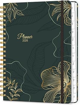 2026 Diary A5 Week to View, Spiral Bound Weekly and Monthly Agenda Planners with Tabs, Daily Calendar 2026 Planner from Jan. to Dec., Hardcover Habit Tracker Journal 6.18" x 8.5"Black Gold