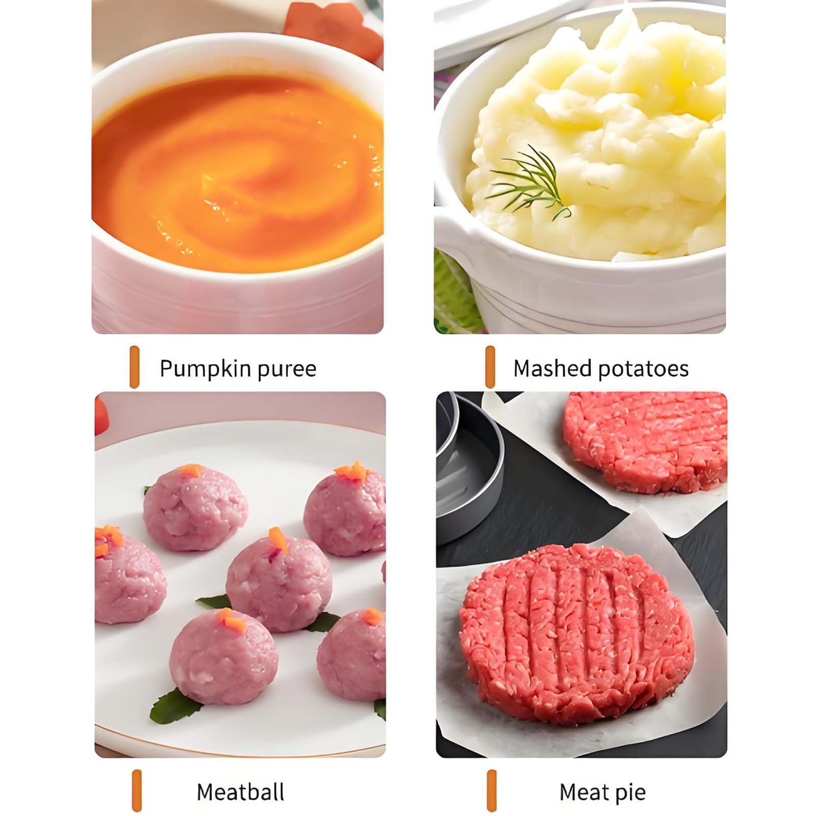 Mixeur plongeant, mixeur à main 5 en 1 de 800 W avec bol sans BPA de 800 ml, hachoir de 600 ml, fouet et mousseur à lait, pour purées, soupes, sauces, smoothies, aliments pour bébés, facile