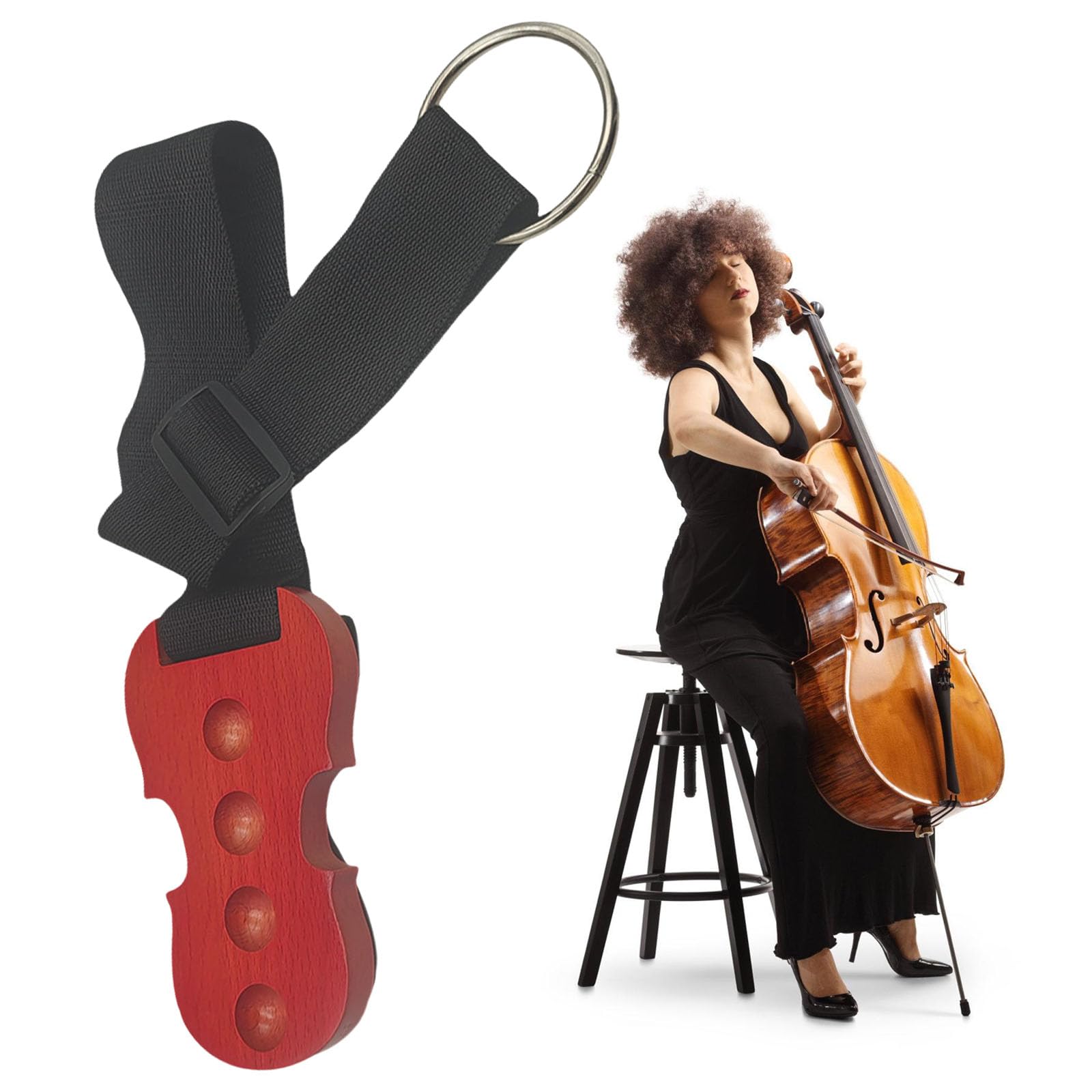 Premium Cello Rest Pad aus Holz mit Griff & verstellbar für Spielkomfort Cello-Holzsockel