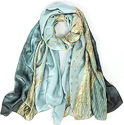 Bestshe Cachecol longo para mulheres, seda, floral, grande, leve, acetinado, protetor solar, xale