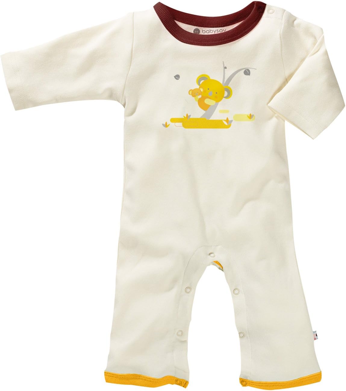 Babysoy Newborn Baby Unisex Organic Long Sleeve Animal Print Toddler One Piece Bodysuit Coverall