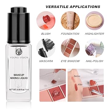 Professional Makeup Mixing Liquid - Long-lasting, Waterproof, Multi-functional Makeup Enhancer for Blush, Foundation, Highlighter, Creams, Eyeshadows, and Nail Polish - 0.30 fl oz/9 ml