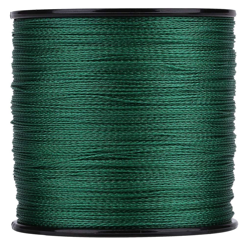 GLOGLOW - Cuerda trenzada de pesca (1 unidad, 300 m, polietileno, 4 hilos, súper fuerte, multifilamento, cuerda de pesca), color verde