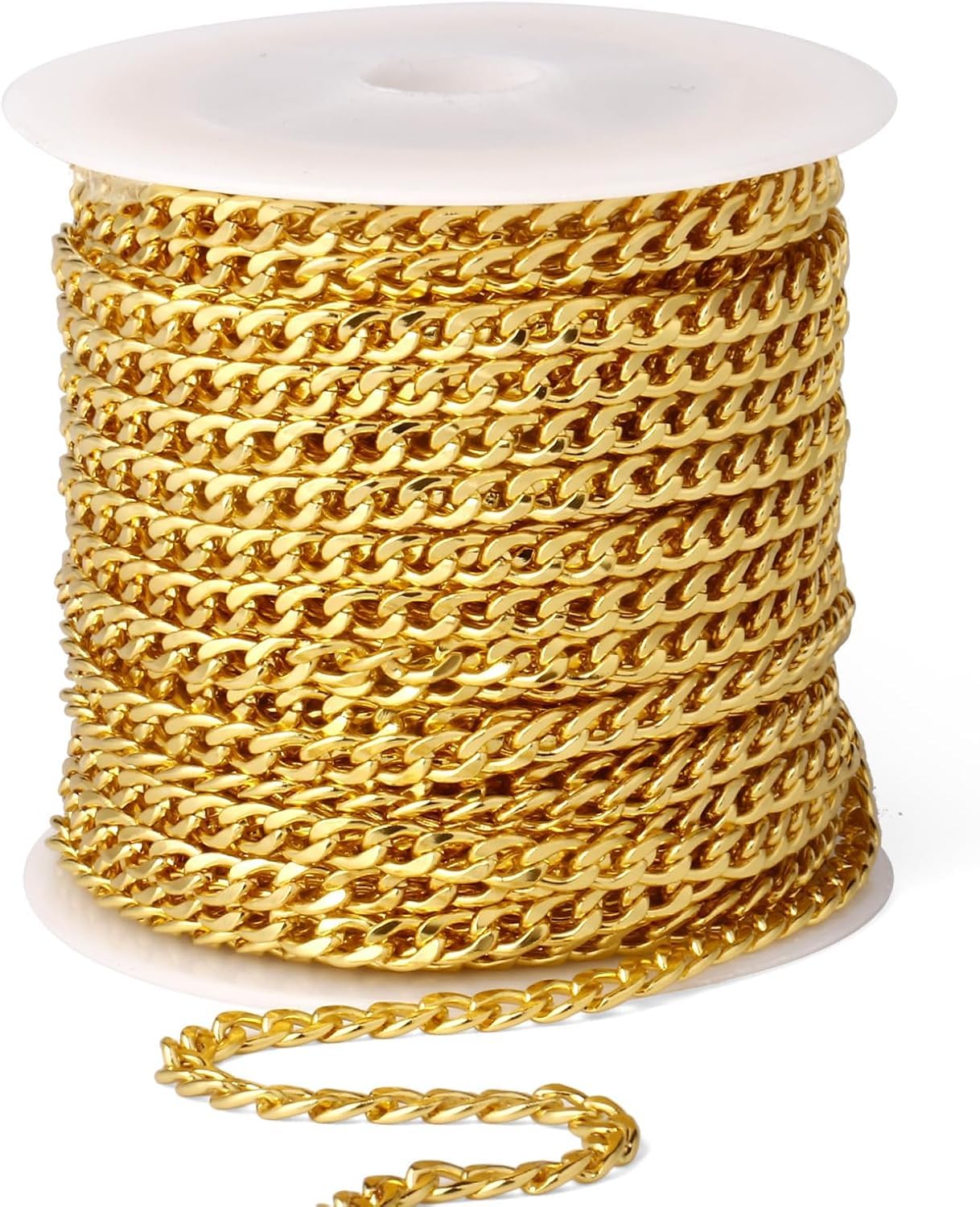 [33 Ft.] Gold Plated Chains Bulk for Jewelry Making, 3mm 304 Stainless Steel Rectangle Square Links Chains Roll Spool for Jewelry Making DIY Craft-image-36