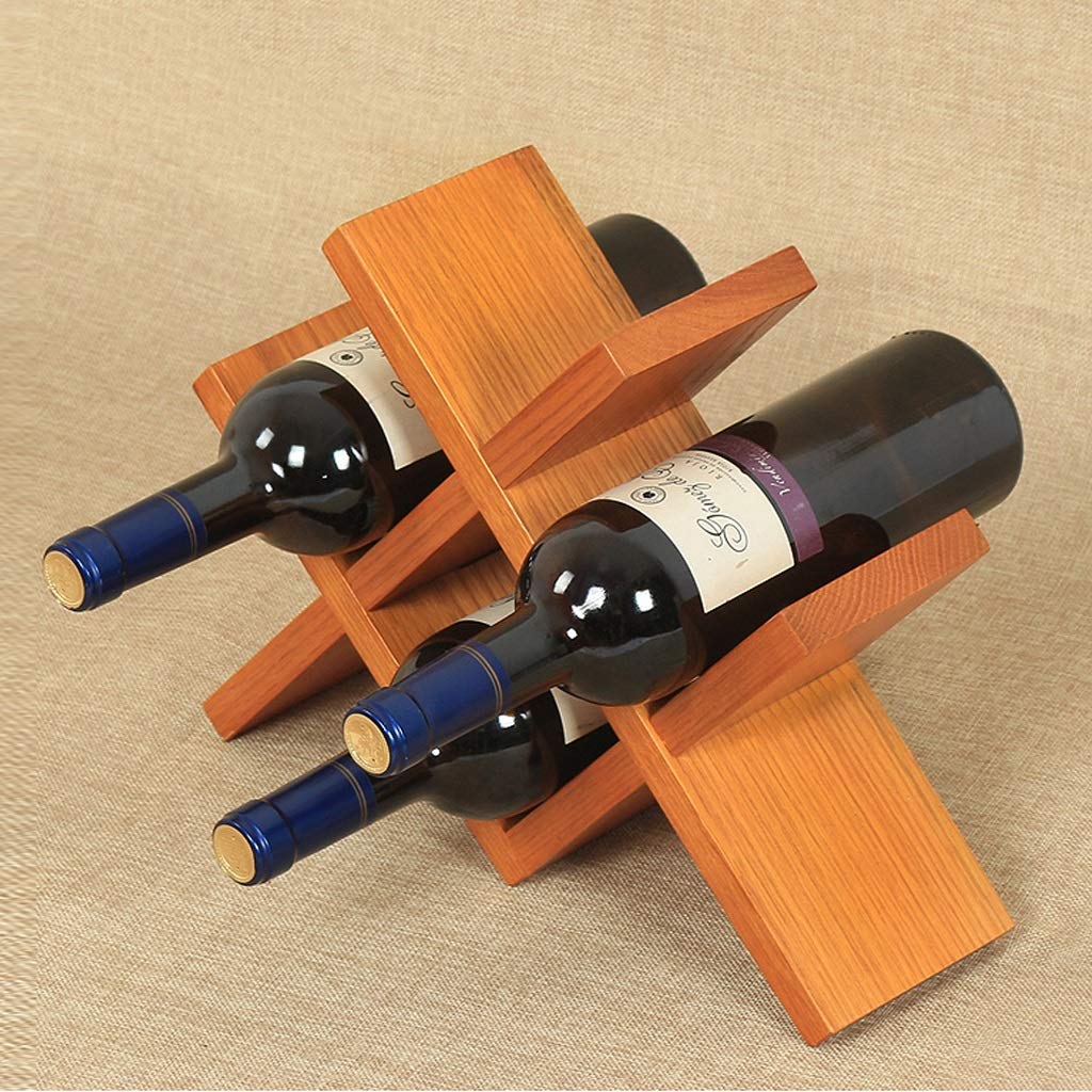 Porte-bouteilles en bois massif haut de gamme | Présentoir de vin décoratif beige