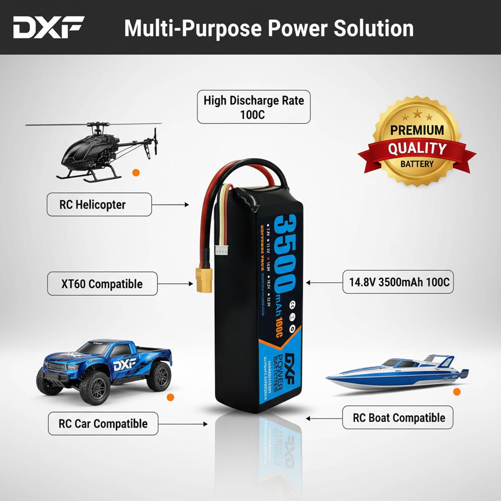 DXF 6S RC Lipo akumulator 3500 mAh 22,2 V 100C grafenowy akumulator z wtyczką xt60 do samolotu RC, helikoptera RC, quadcoptera, drona, samochodu, ciężarówki, łodzi, modelu (2 sztuki)