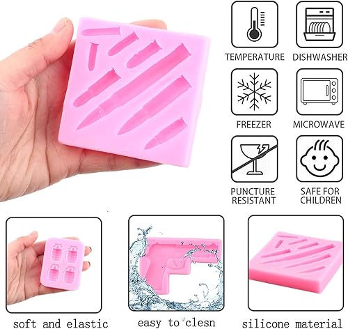 Miniatura 2 de ZiXiang Moldes de silicona para pistola, ametralladora, molde de fondant, moldes de silicona para decoración de pasteles, decoración de cupcakes,