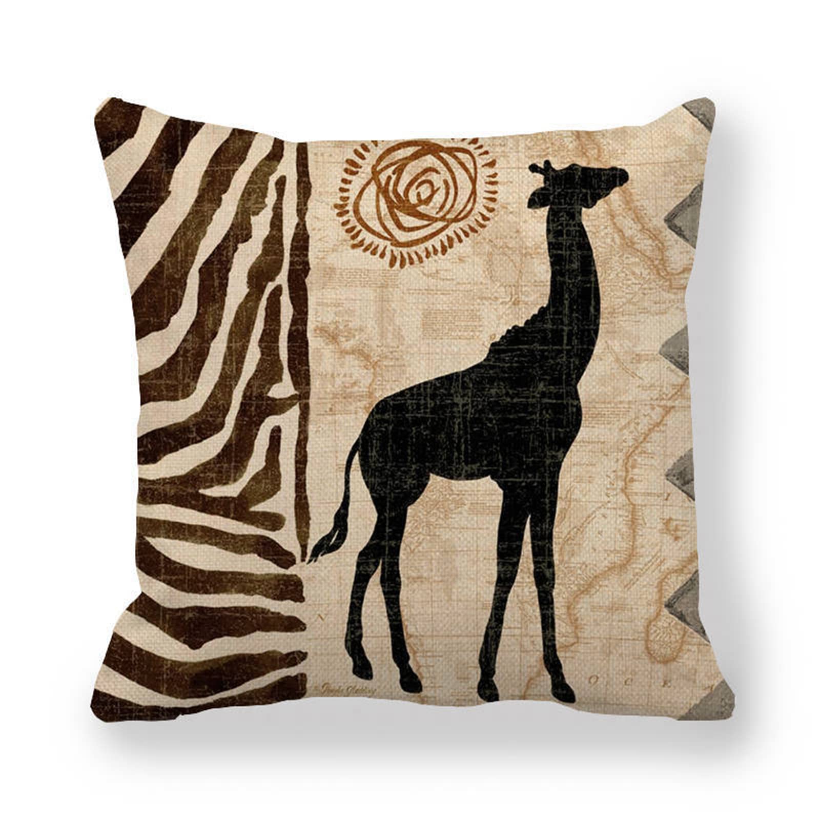 Federe per Cuscini,Copricuscini Divano Moderna fodere Cuscini Decorativi Set di 4 Stampa leopardo animale giraffa Quadrate Federe Decorative Lino per Casa Soggiorno Camera da Letto Decorazione 55x55cm