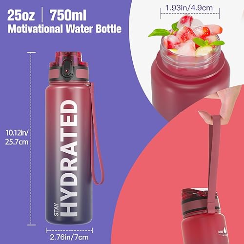 Miniatura 7 de Sahara Sailor Botella de agua, botella de agua deportiva de 16.9 fl oz25.4 fl oz, botella de agua motivacional, sin BPA y a prueba de fugas, para