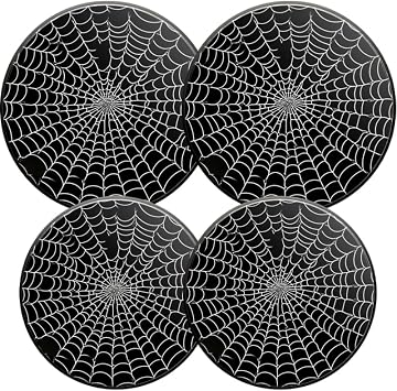 Gas Stove Burner Covers,Set of 4,Covers for Electric Stovetop Kitchen,8 Inches and 10 Inches,Spider Web on Black Background