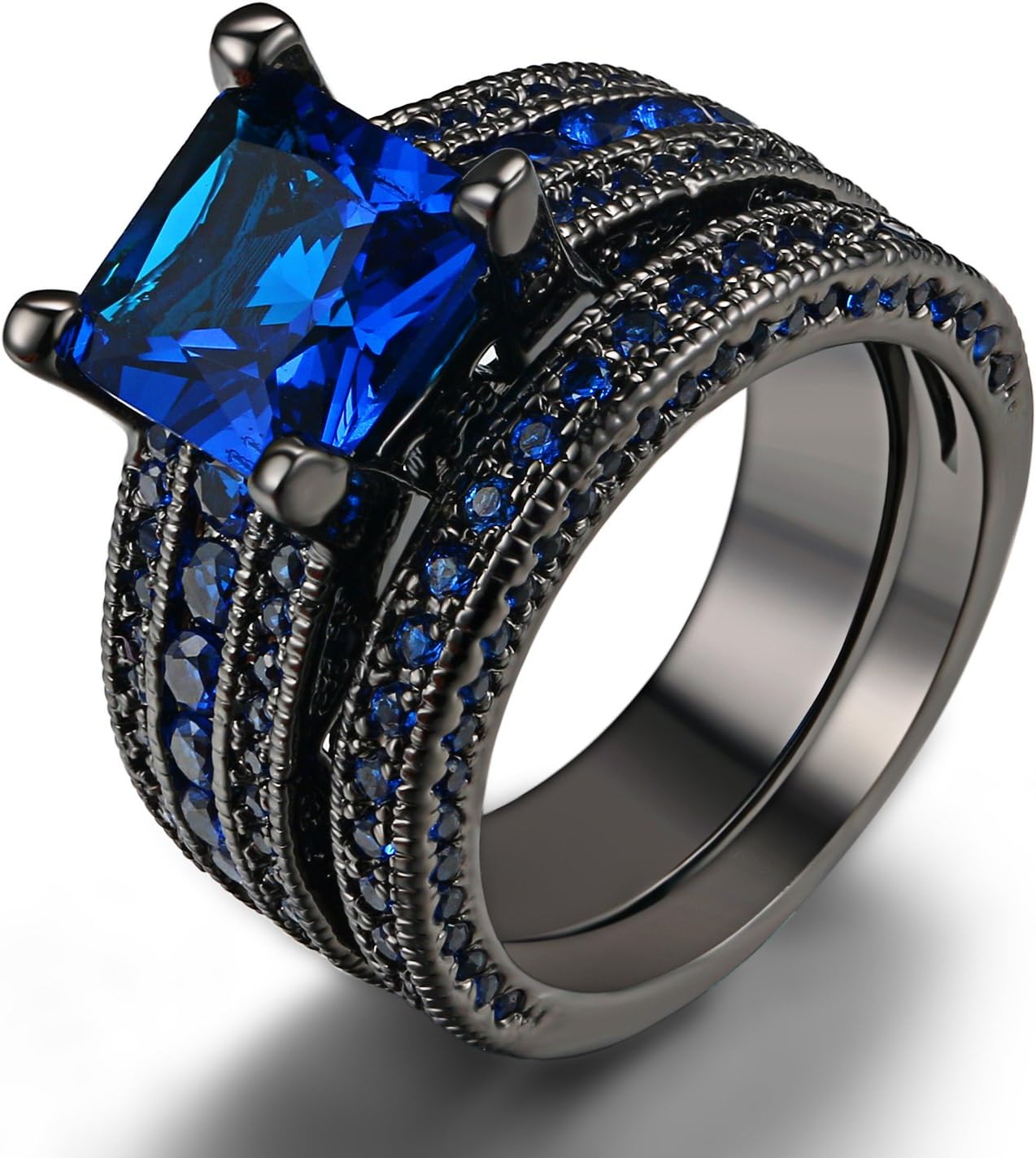 6 rings blue and black Clearance