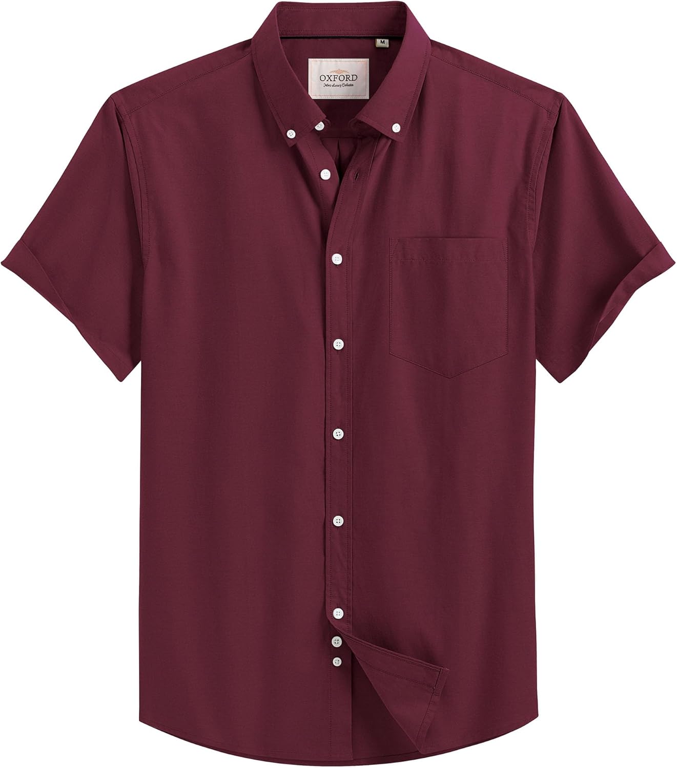 Alimens & Gentle Men's Short Sleeve Oxford Shirt Regular Fit Button Down Collar Shirts with Pocket