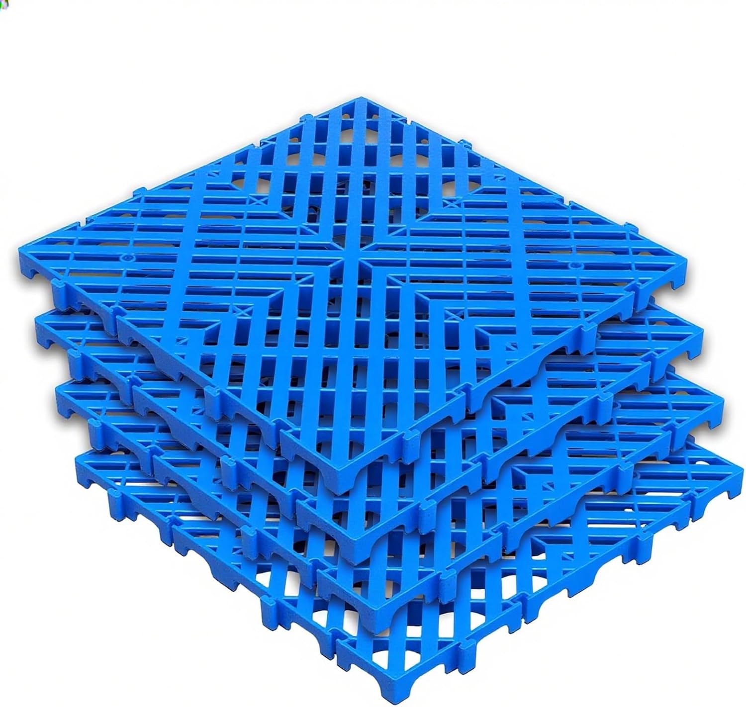 40x40x3cm Thickened Twill Grille, 4pcs Moisture-Proof Plastic Pallet, Plastic Grate Interlocking Flooring Drainage, Easy to Install, Outdoor Indoor Basement Parking(Blue)