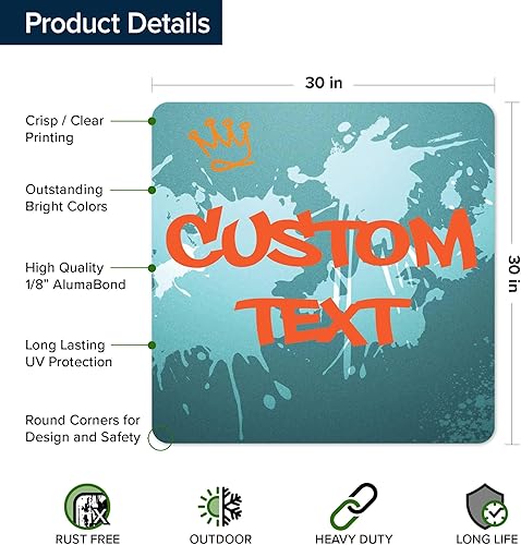 Miniatura 166 de My Sign Center - Letrero personalizado, 11 colores de fuente, 13 estilos de fuente, 4 opciones de agujero, 22 tamaños, 8 x 32 pulgadas, sin óxido,