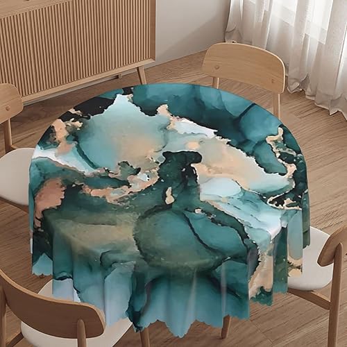 Vista 38 de Mantel redondo con patrón de fondo de mármol, a prueba de derrames, antiencogimiento, suave y resistente a las arrugas, mantel de tela decorativa