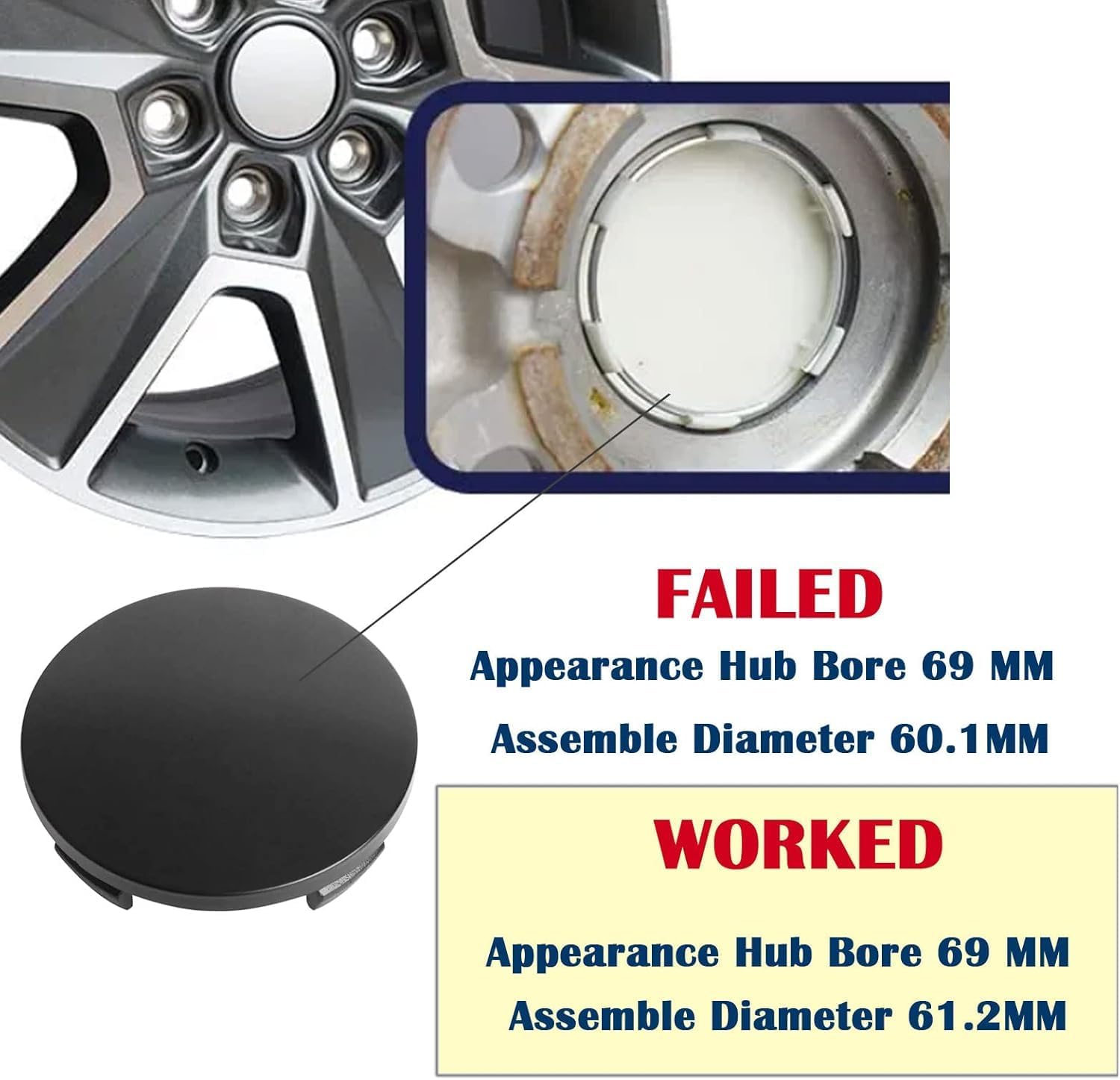 Car Wheel Center Caps Outer 60mm Inner 56mm Wheel Center Cover Kit Fit for Cars for Rims Center Hub Caps 4Pack Gloss Black