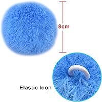 Vista 3 de BQTQ 40 pompones de piel sintética con lazo elástico, pompones esponjosos de piel sintética de conejo para sombreros, gorros, zapatos, bufandas
